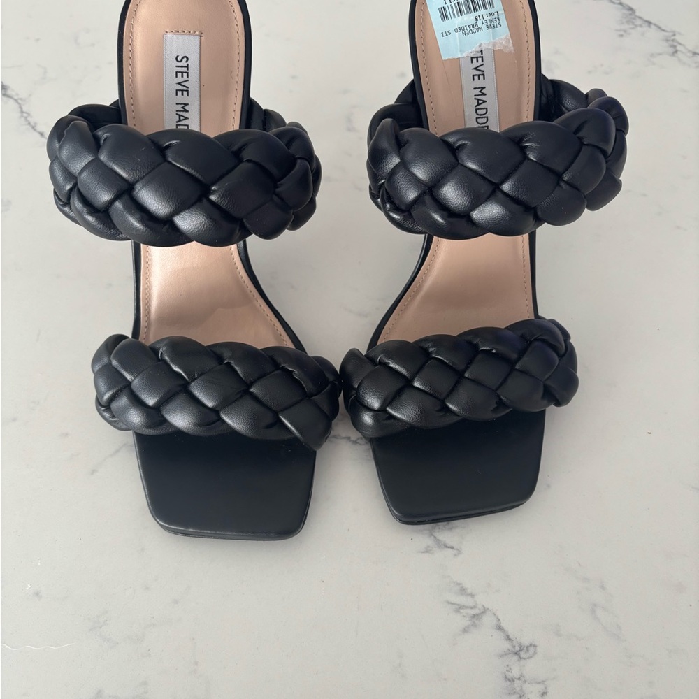 Steve Madden Black Braided Heels